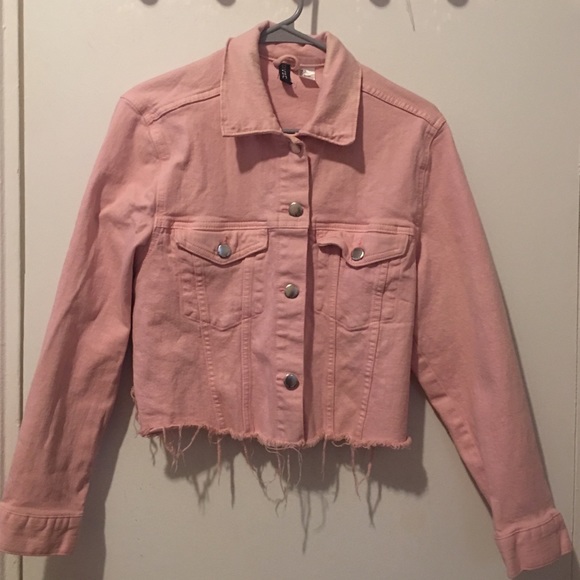 pink ripped denim jacket